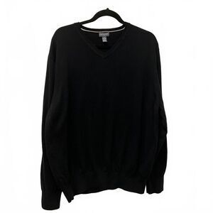 Van Heusen Flex Men's Size 2XL XXL V Neck Cotton Acrylic Blend Sweater Black